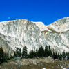 Near-Full Moon, Snowy Mountains, Morning, Hrz-2-25