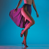 Legs; Studio Shot of Female Model\'s Legs as Wind Blows Her Skirt Open