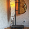 Sculptural Floor Lamp Of Small Branches, Paper & Wood